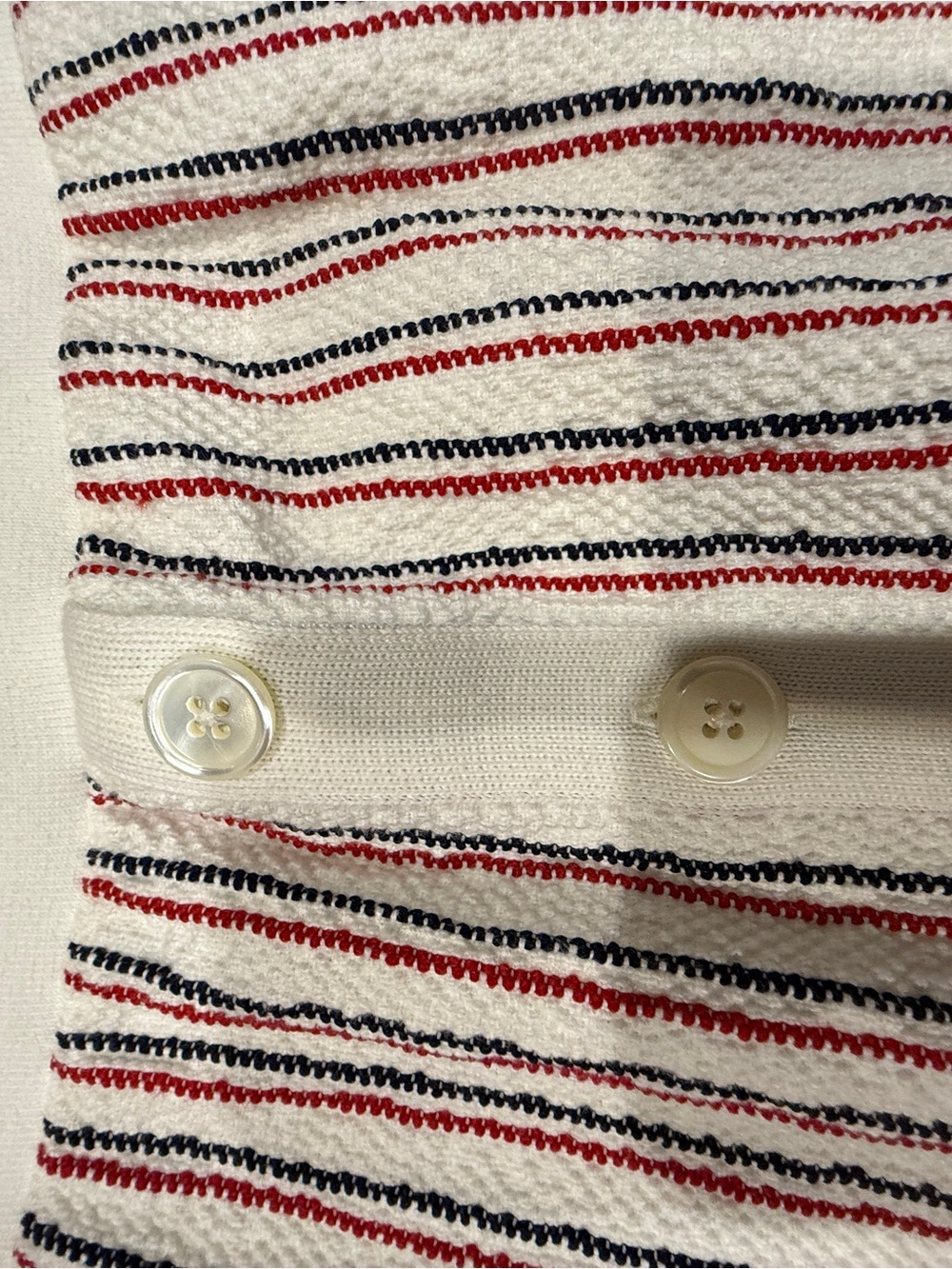 Thom Browne Cream Knit Skirt with Red & Navy Stripes - Picture 2 of 5